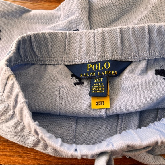 Polo Ralph Lauren girls blue cotton palm tree design shorts. Elastic waist - Picture 3 of 3